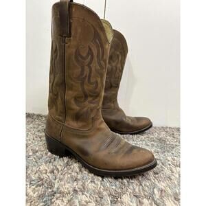 Durango Boots Mens 8.5 EE Wide Soft Tan Cowboy Pull On Leather Western Rancher